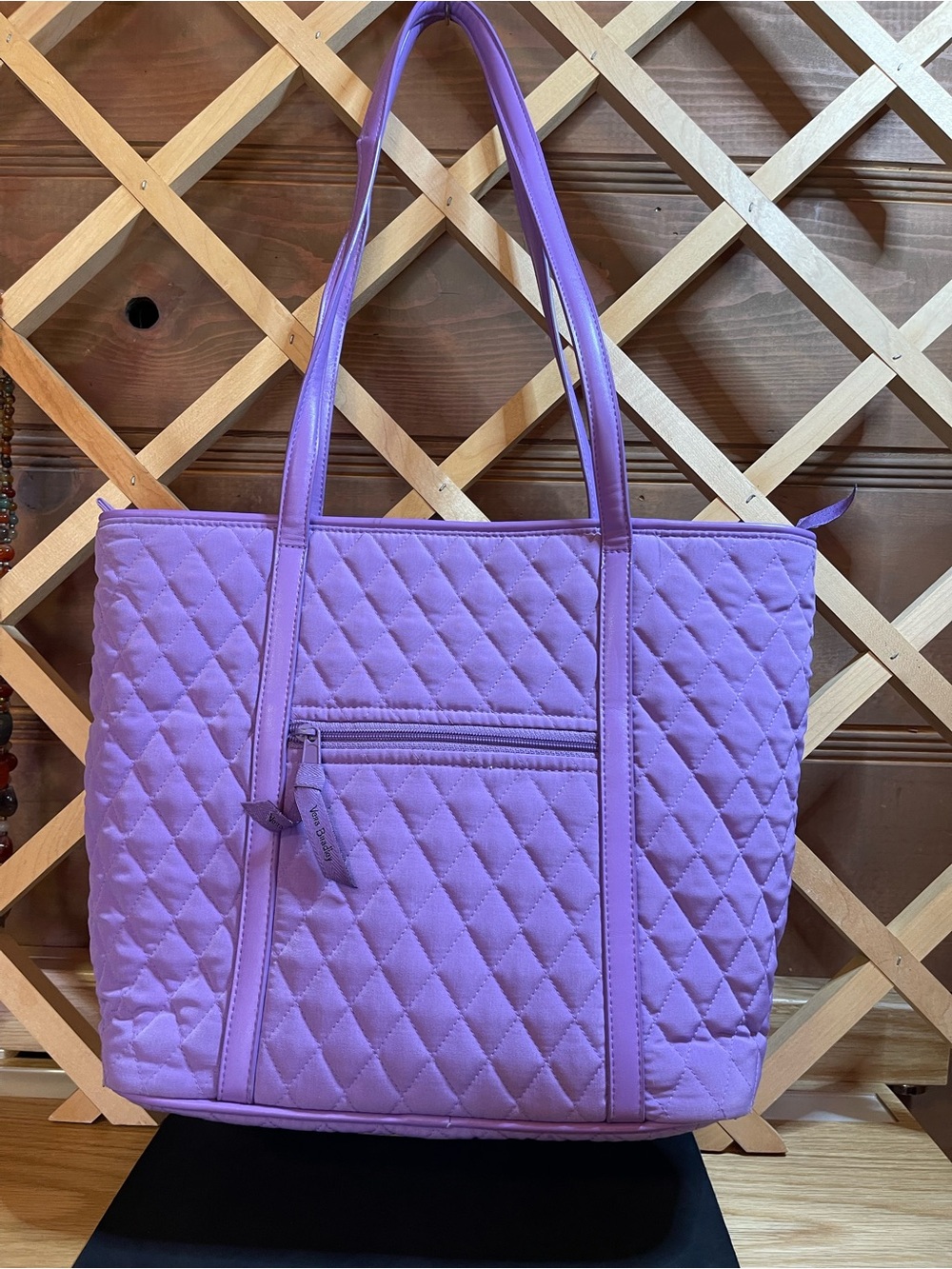 Vera Bradley Monochromatic Wisteria Purple Tote /Large Quilted Performance Twill - Picture 2 of 16